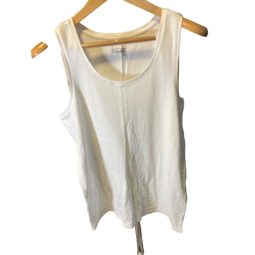 Basic Editions White Sleeveless Tank T Shirt Sz M